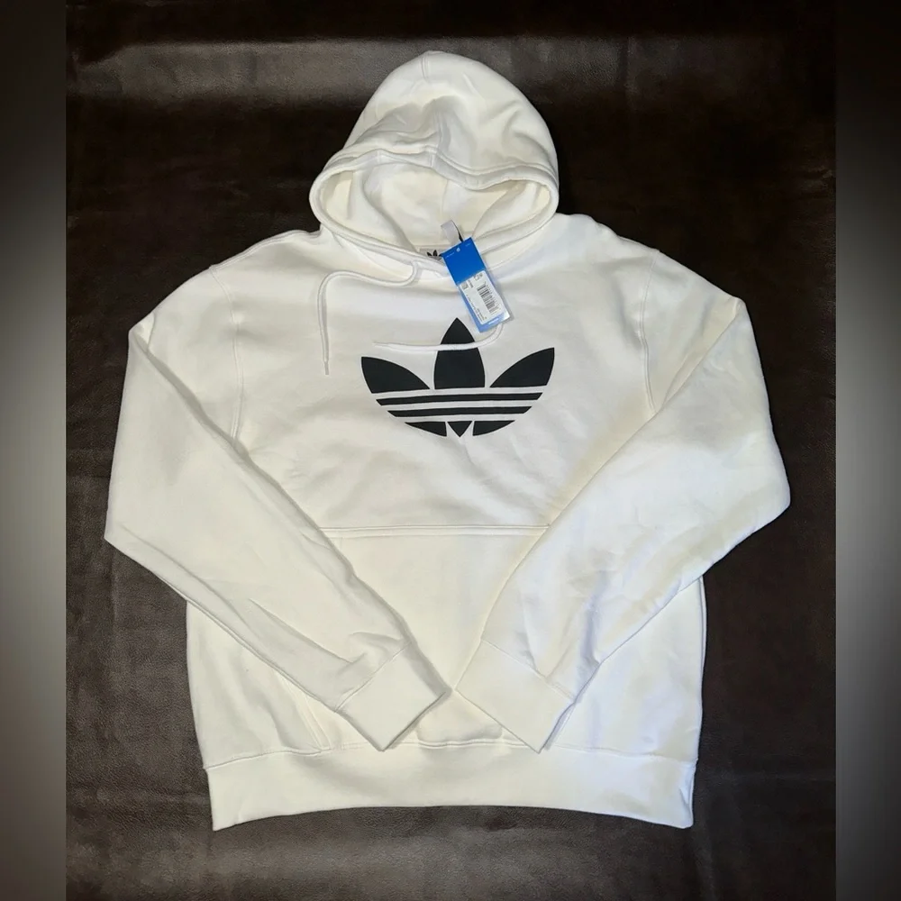 Adidas Originals Trefoil Hoodie – Black Logo on White – Size M – NWT - Picture 1 of 6